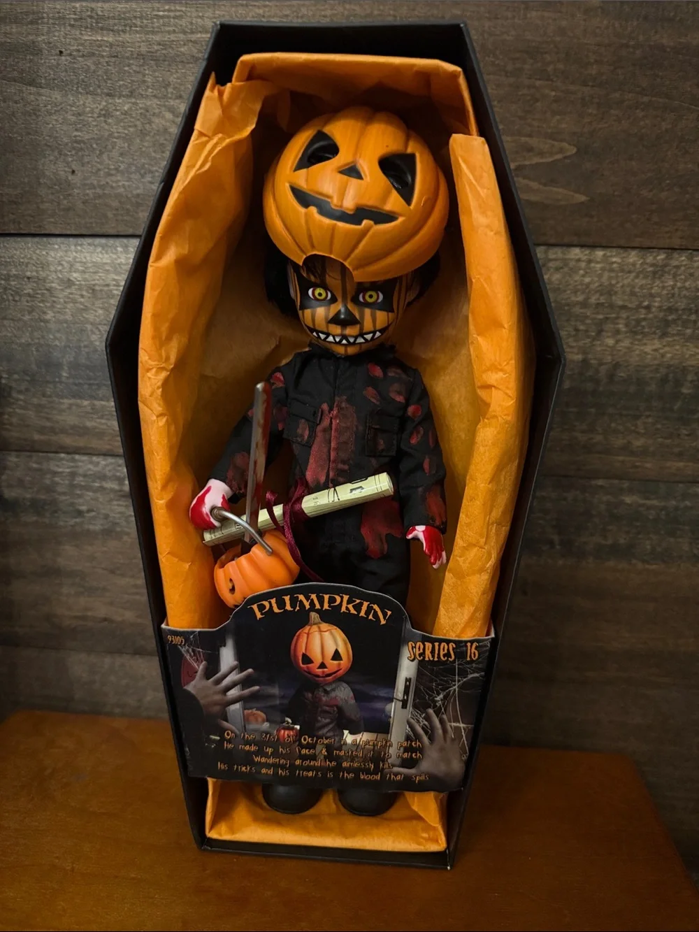 Series 16 Living Dead Doll - Orange & Black Pumpkin Head